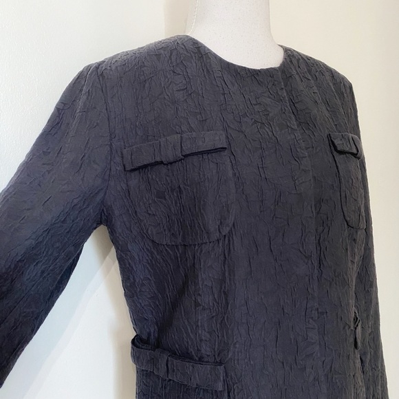 MARNI GIMAN SUMMER 2013 SILK BLEND CHARCOAL DARK GREY TEXTURED COLLARLESS BLAZER - Picture 4 of 10